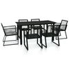 vidaXL 7 pcs conjunto de jantar para jardim vime de PVC preto