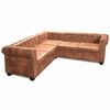 vidaXL Sof&aacute; de canto Chesterfield 5 lugares couro artificial castanho