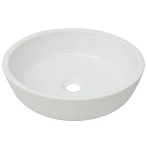 vidaXL Lavat&oacute;rio redondo em cer&acirc;mica branco 42x12 cm