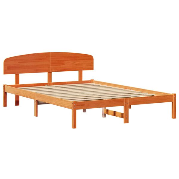 vidaXL Estrutura da Cama com cabeceira Marrom Cera 150 x 200 cm