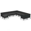 vidaXL 11 pcs conjunto lounge de jardim c/ almofad&otilde;es vime PE preto