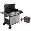 vidaXL Grelhador/barbecue a g&aacute;s 6+1 queimadores preto/prateado