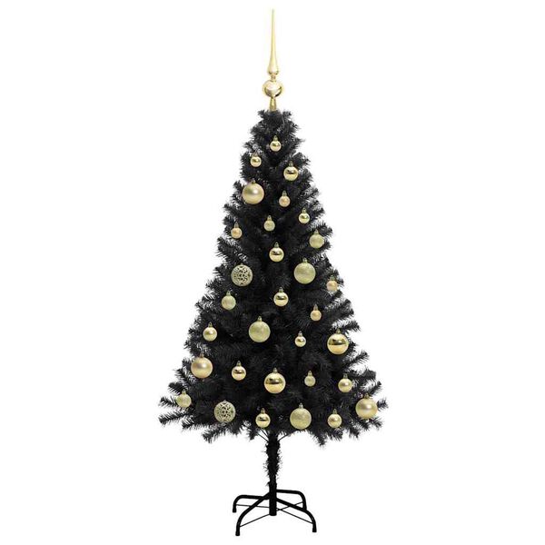 vidaXL &Aacute;rvore de Natal com 150 LEDs com suporte Preto 120 cm PVC