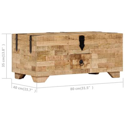 vidaXL Mesa de centro madeira de mangueira maciça 80x40x35 cm