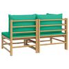 vidaXL 2 pcs conjunto lounge de jardim bambu c/ almofadões verdes