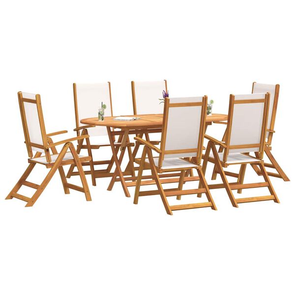 vidaXL 7 pcs conjunto de jantar para jardim ac&aacute;cia maci&ccedil;a e textilene