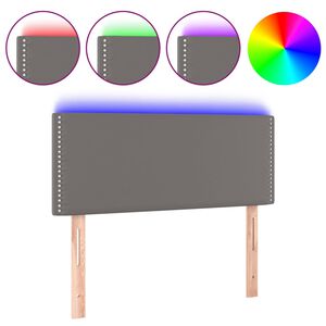 vidaXL Cabeceira cama c/ LED 100x5x78/88cm couro artificial cinzento