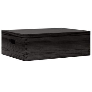 vidaXL Caixa madeira tampa pegas preta 40x30x13cm pinho madeira maci&ccedil;a