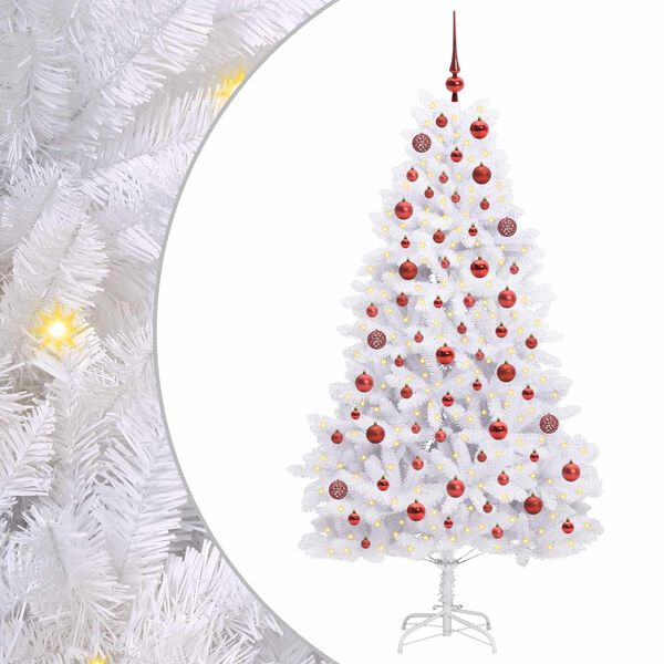 vidaXL &Aacute;rvore de Natal Articulada Artificial Branco 180 cm PVC e A&ccedil;o