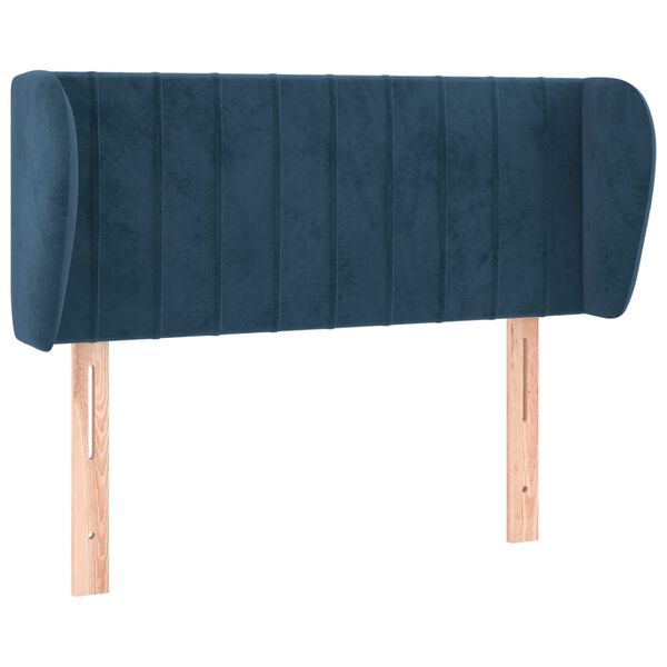 vidaXL Cabeceira de cama c/ abas veludo 103x23x78/88cm azul-escuro