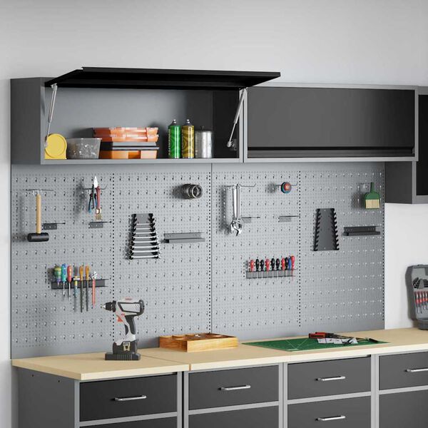 vidaXL Conjunto de Arm&aacute;rio de Ferramentas e Pegboard 6 pcs Preto