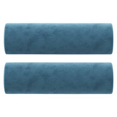 vidaXL Sofá 2 lugares c/ almofadas decorativas 120 cm veludo azul