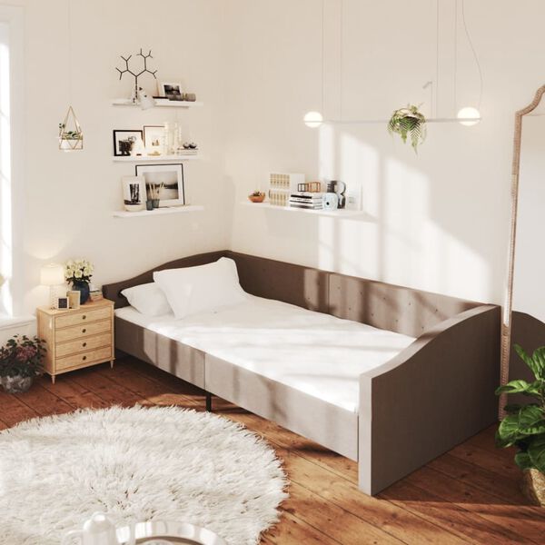 vidaXL Sof&aacute;-cama c/ sa&iacute;da USB 90x200 cm tecido cinzento-acastanhado