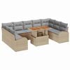 vidaXL Conjunto de Sof&aacute; de Jardim 10 unid. Bege Rattan Sint&eacute;tico