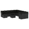 vidaXL 12 pcs conjunto de sof&aacute;s de jardim c/ almofad&otilde;es vime PE preto