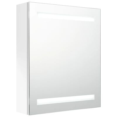 vidaXL Armário espelhado casa de banho LED 50x14x60cm branco brilhante