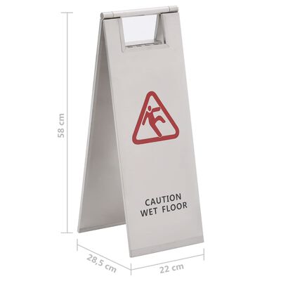 vidaXL Placa de sinalização de piso molhado dobrável aço inoxidável
