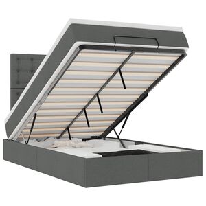 vidaXL Estrutura de cama otomana com colch&atilde;o cinza escuro tecido
