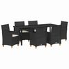 vidaXL Conjunto de Jantar para Jardim 7 pcs Preto vime PE