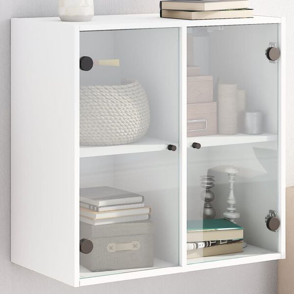 vidaXL Armário de parede c/ portas de vidro 68x37x68,5 cm branco