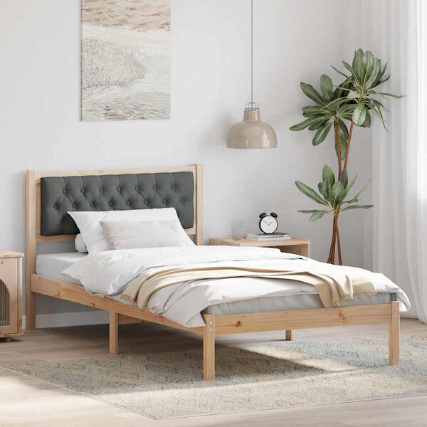 vidaXL Estrutura da Cama com cabeceira Cinza Escuro 100 x 200 cm