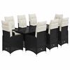 vidaXL 9 pcs conjunto de bistr&ocirc; p/ jardim c/ almofad&otilde;es vime PE preto