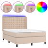 vidaXL Cama box spring c/colch&atilde;o/LED 140x200cm couro artif. cappuccino