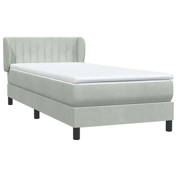 vidaXL Cama box spring com colch&atilde;o 100x210 cm veludo cinzento claro