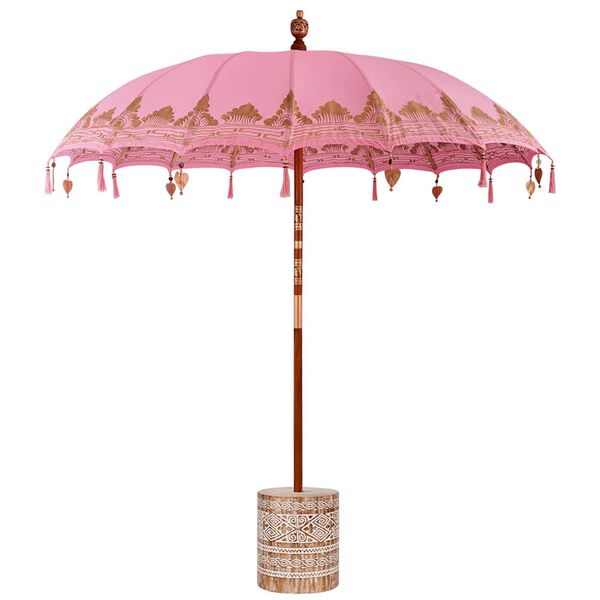 vidaXL Parasol Balin&ecirc;s com Base Rosa 215 x 215 x 260 cm