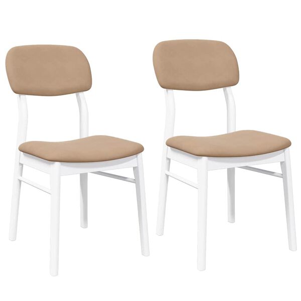 vidaXL Cadeiras de jantar com almofad&otilde;es 2 pcs madeira maci&ccedil;a branco