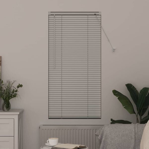 vidaXL Persiana de Janela com cortinas Manual Branco Alum&iacute;nio
