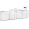 vidaXL Cestos gabi&atilde;o arqueados 12pcs 300x30x80/100cm ferro galvanizado