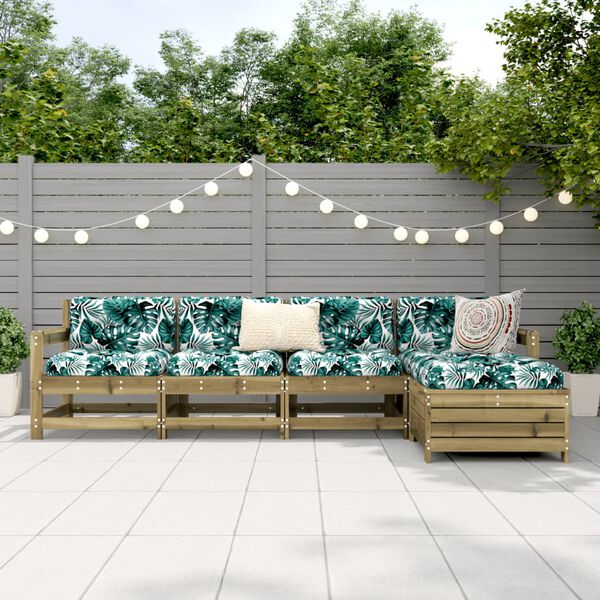 vidaXL 5 pcs conjunto de sof&aacute;s para jardim madeira de pinho impregnada