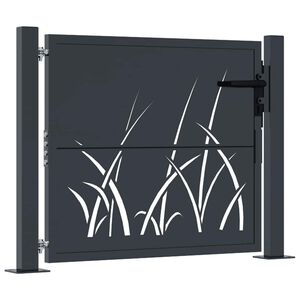 vidaXL Port&atilde;o de jardim antracite 100x75 cm a&ccedil;o design grama