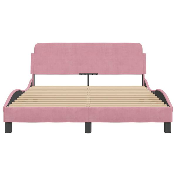 vidaXL Estrutura de cama com cabeceira Dover 140x200 cm veludo rosa