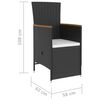 vidaXL 5 pcs conjunto jantar exterior com almofad&otilde;es vime PE preto