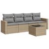 vidaXL 5 pcs conjunto de sof&aacute;s p/ jardim com almofad&otilde;es vime PE bege