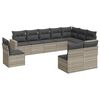 vidaXL 10 pcs conj. sof&aacute;s jardim com almofad&otilde;es vime PE cinzento-claro
