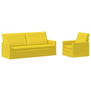 vidaXL Conjunto de Sof&aacute;s 2 pcs Amarelo Claro Tecido