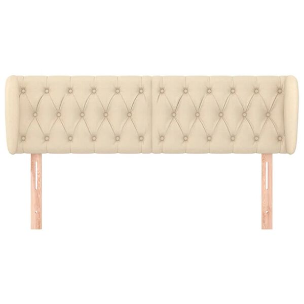 vidaXL Cabeceira de cama c/ abas tecido 163x23x78/88 cm creme