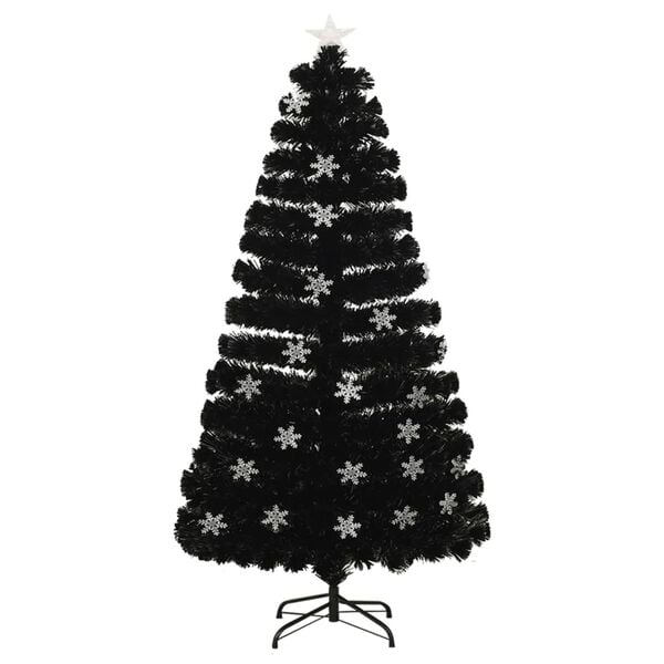 vidaXL &Aacute;rvore de Natal com flocos de neve LED 120 cm fibra &oacute;tica preto