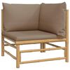vidaXL 2 pcs conj. lounge jardim bambu almofadões cinzento-acastanhado