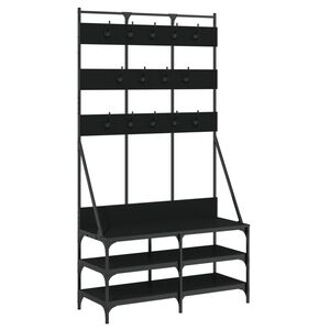 vidaXL Bengaleiro c/ arruma&ccedil;&atilde;o de cal&ccedil;ado 100x40x184 cm preto