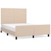 vidaXL Estrutura cama cabeceira 140x200 cm couro artificial cappuccino