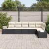 vidaXL Conjunto de Sof&aacute; de Jardim 6 pcs Preto e Creme vime PE