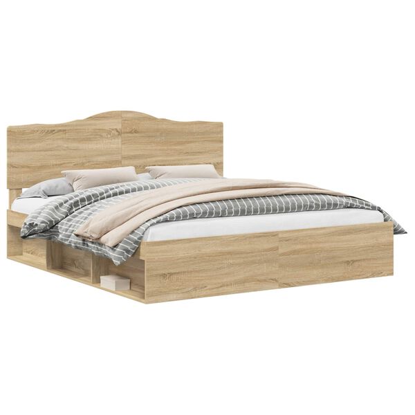 vidaXL Estrutura da Cama com cabeceira Sonoma 180 x 200 cm