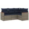 vidaXL Conjunto de sof&aacute; de jardim com 4 pe&ccedil;as e almofadas em rattan sint&eacute;tico cinza