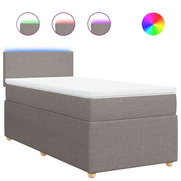 vidaXL Cama com molas/colch&atilde;o 90x190 cm tecido castanho-acinzentado