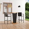 vidaXL 3 pcs conjunto de bar para jardim preto