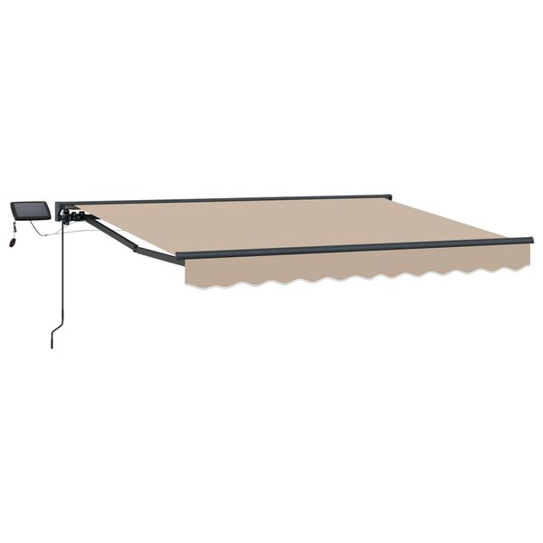 vidaXL Estrutura de Toldo Manual com LEDs Bege 3,5 x 2,5 m